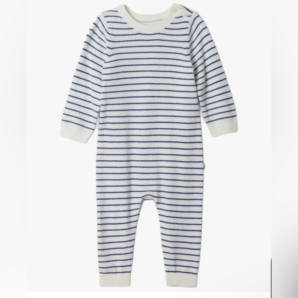 NWT Baby GAP Striped Cream and Blue One Piece, 12-18 months